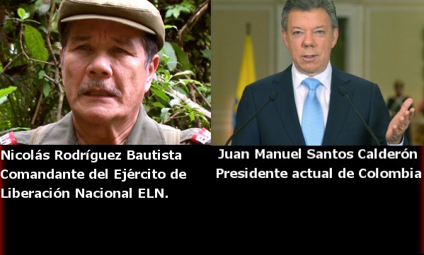 Juan M Santos President of Colombia and Nicolas Rodríguez Bautista ELN Commander